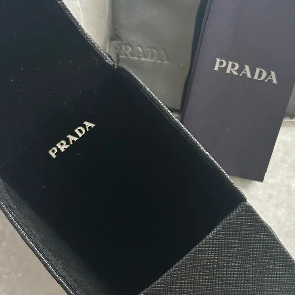 Prada PR 17WS 1AB5SO Runway Symbole Rectangular Sunglasses, Black/Dark Grey NWT - Picture 16 of 17